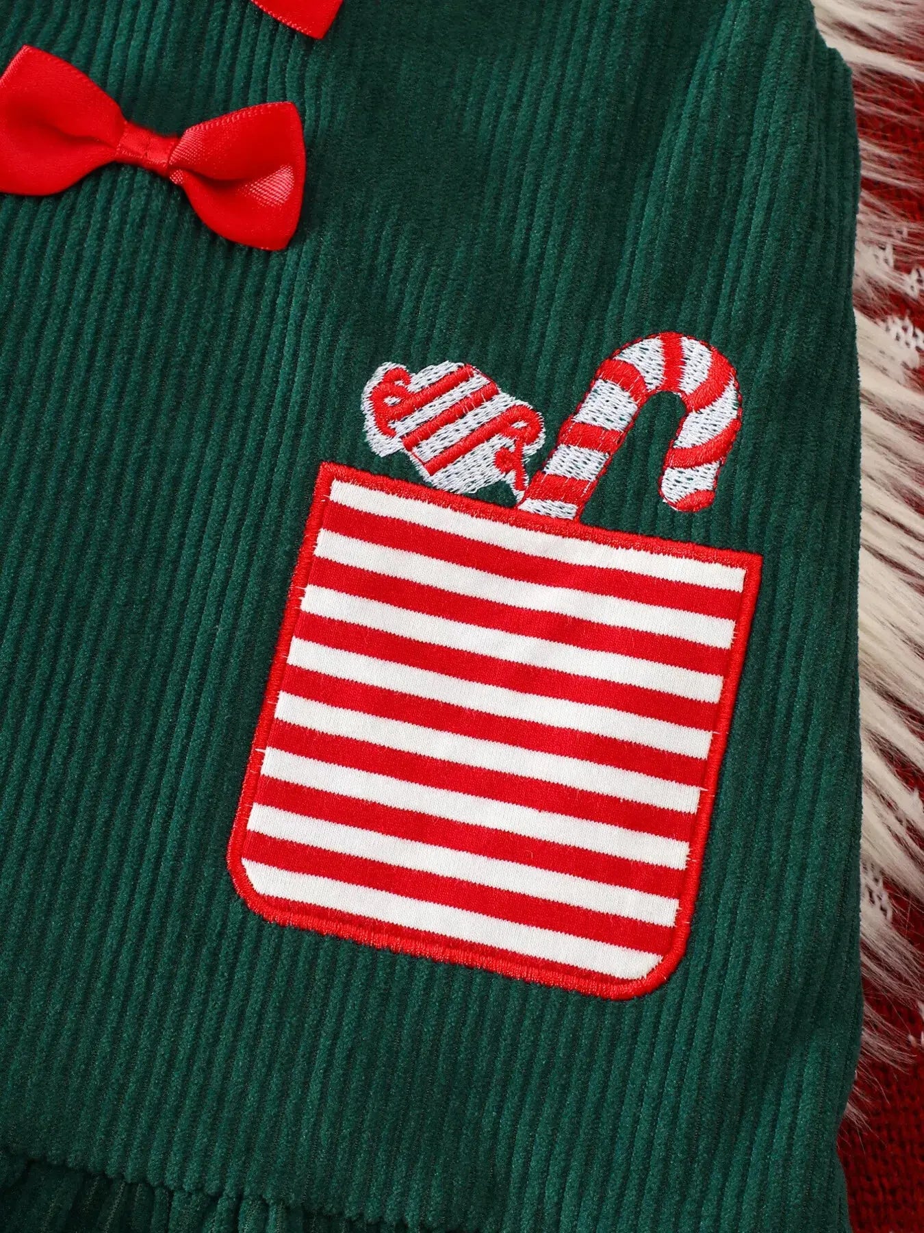 Children's Christmas Striped Bodysuit and Dress Set with Headband Simply Love