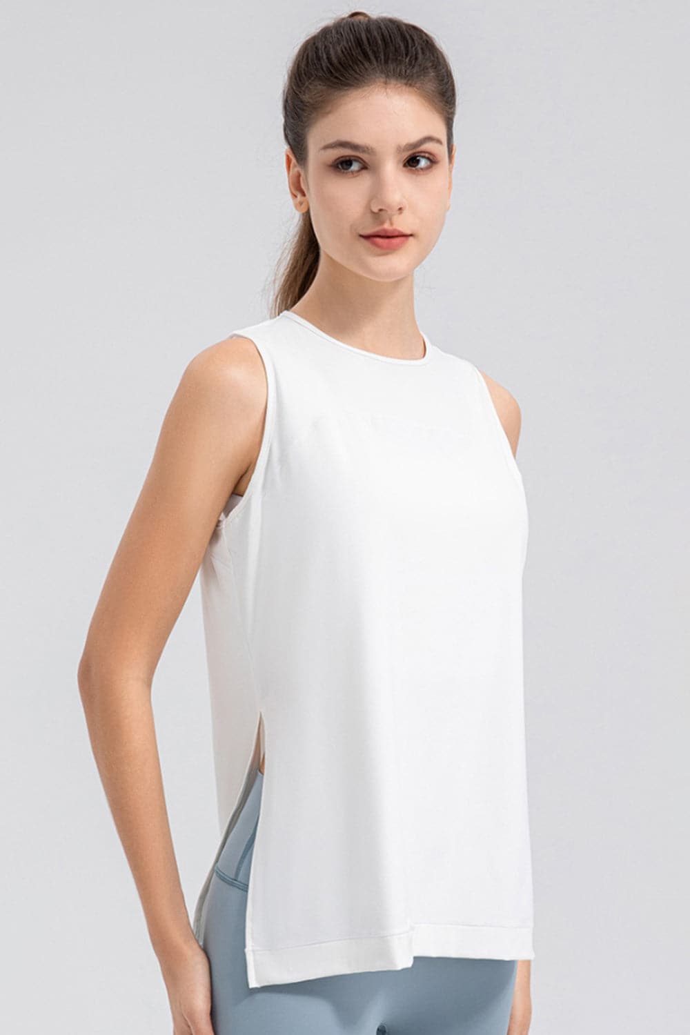 Slit Round Neck Tank.