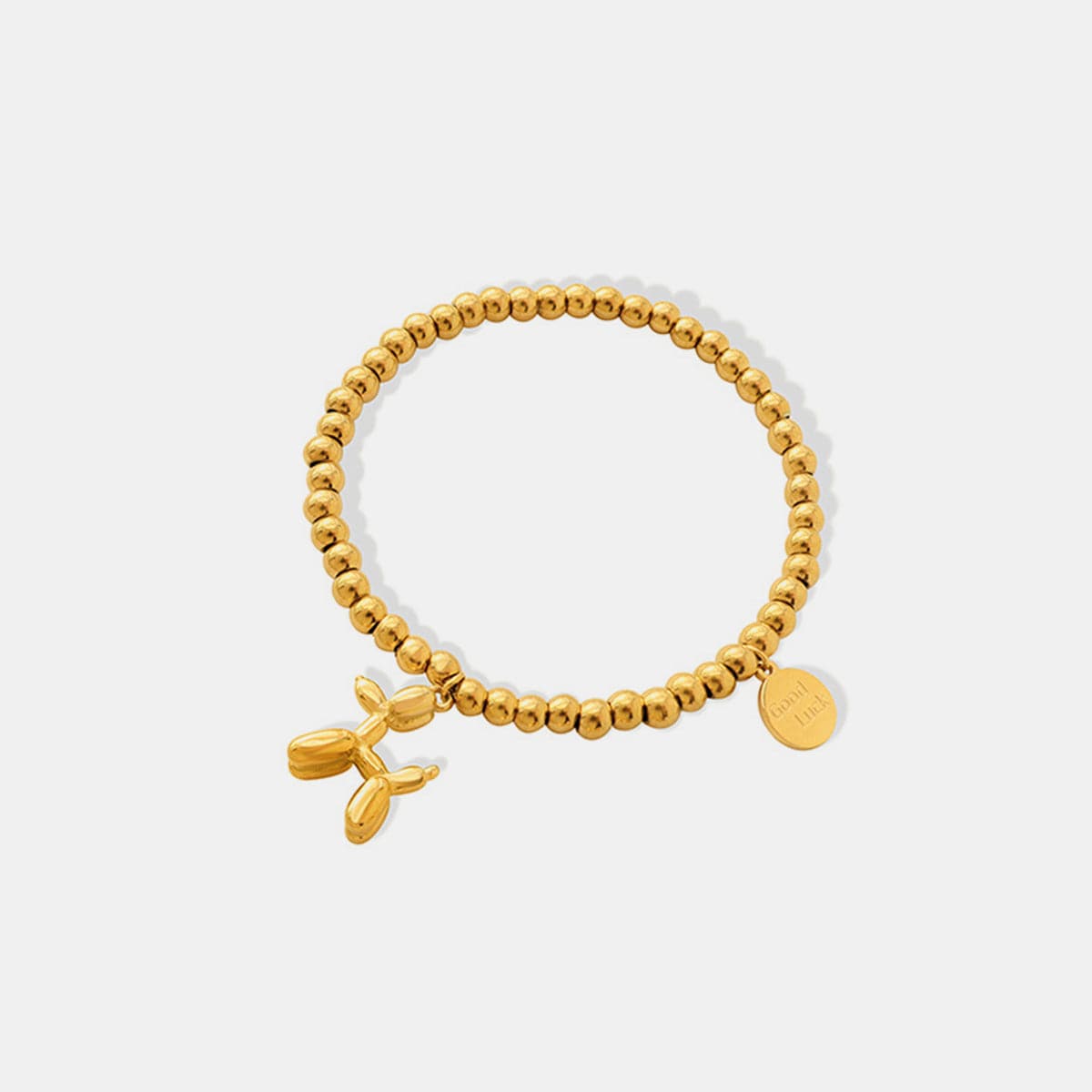 18K Gold-Plated Titanium Steel Puppy Shape Charm Bracelet.