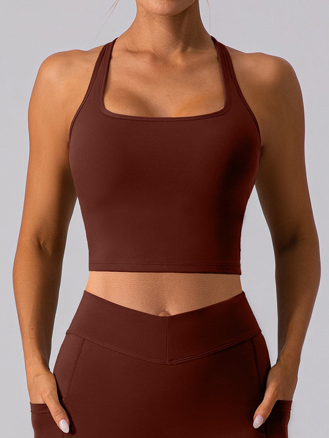 Square Neck Racerback Cropped Tank.