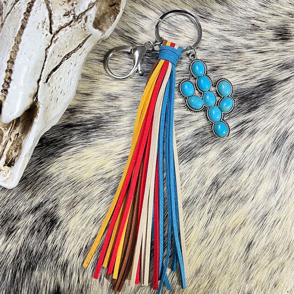 Turquoise Keychain with Tassel.