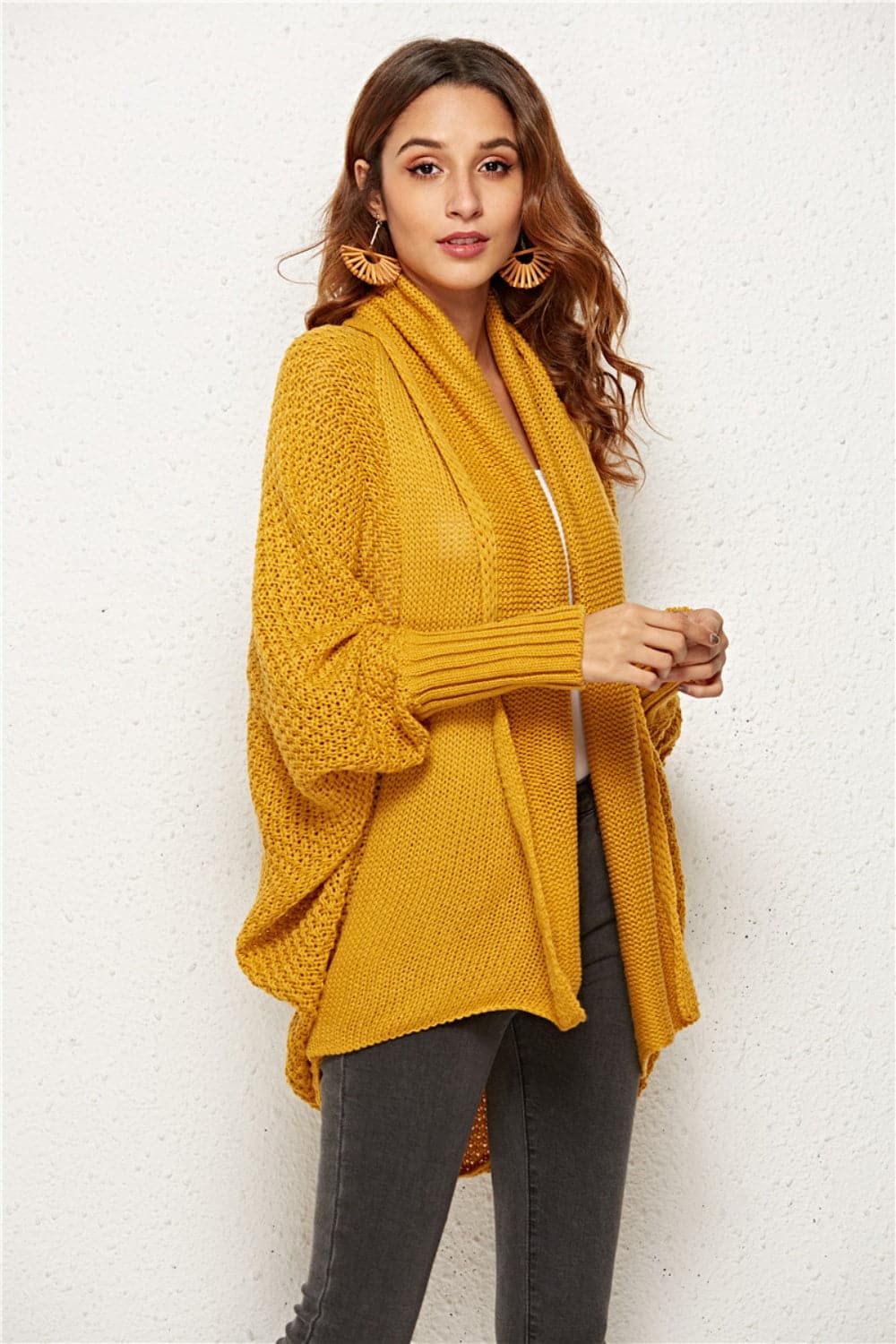 Open Front Batwing Sleeve Cardigan.