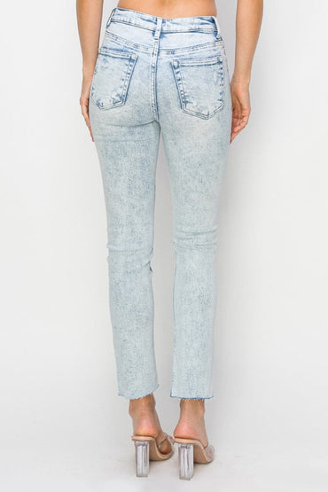 Risen Full Size High Rise Distressed Skinny Jeans.