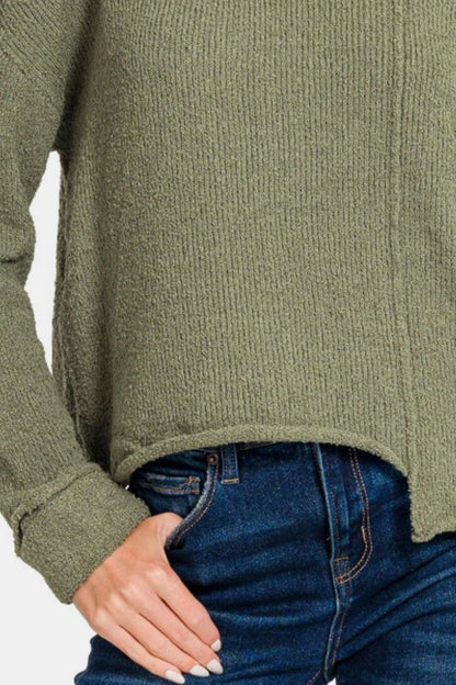 Asymmetrical stylish drop shoulder sweater