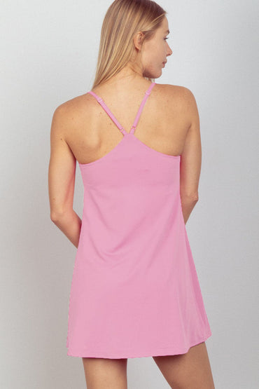 VERY J Sleeveless Active Tennis Dress with Unitard Liner.