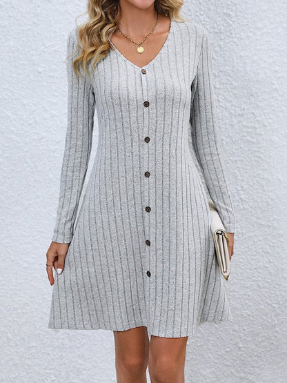 V-Neck Long Sleeve Mini Dress.