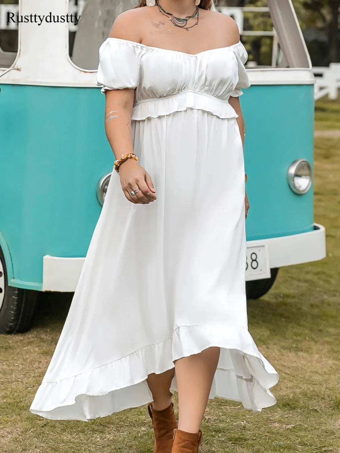 Boho Breeze Plus Size Off-Shoulder Maxi Dress Coco’s Tee Boutique