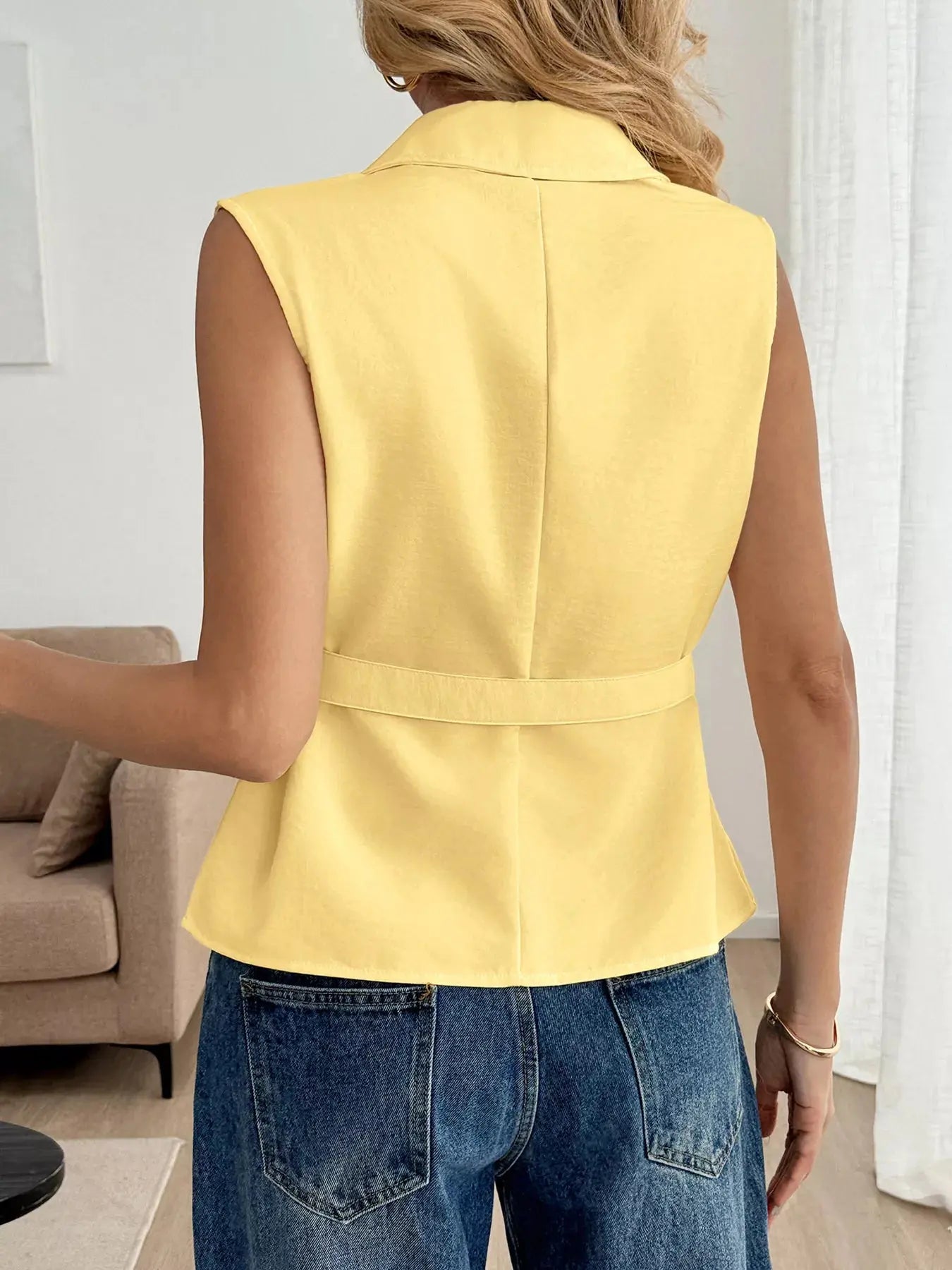 Button Front Sleeveless Blouse Simply Love