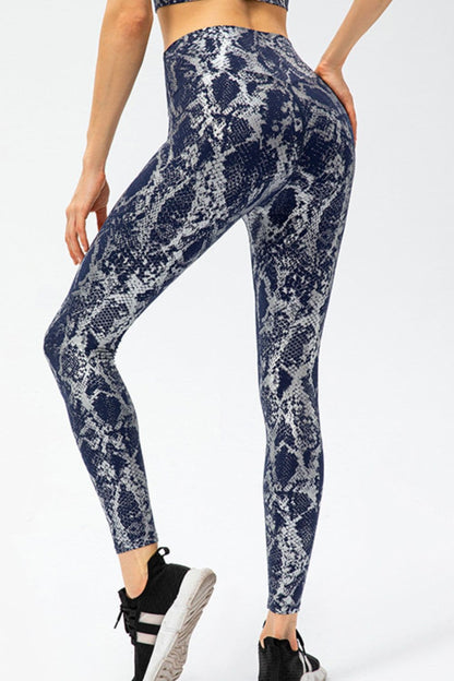 Animal Print Slim Fit Wide Waistband Long Sports Pants.