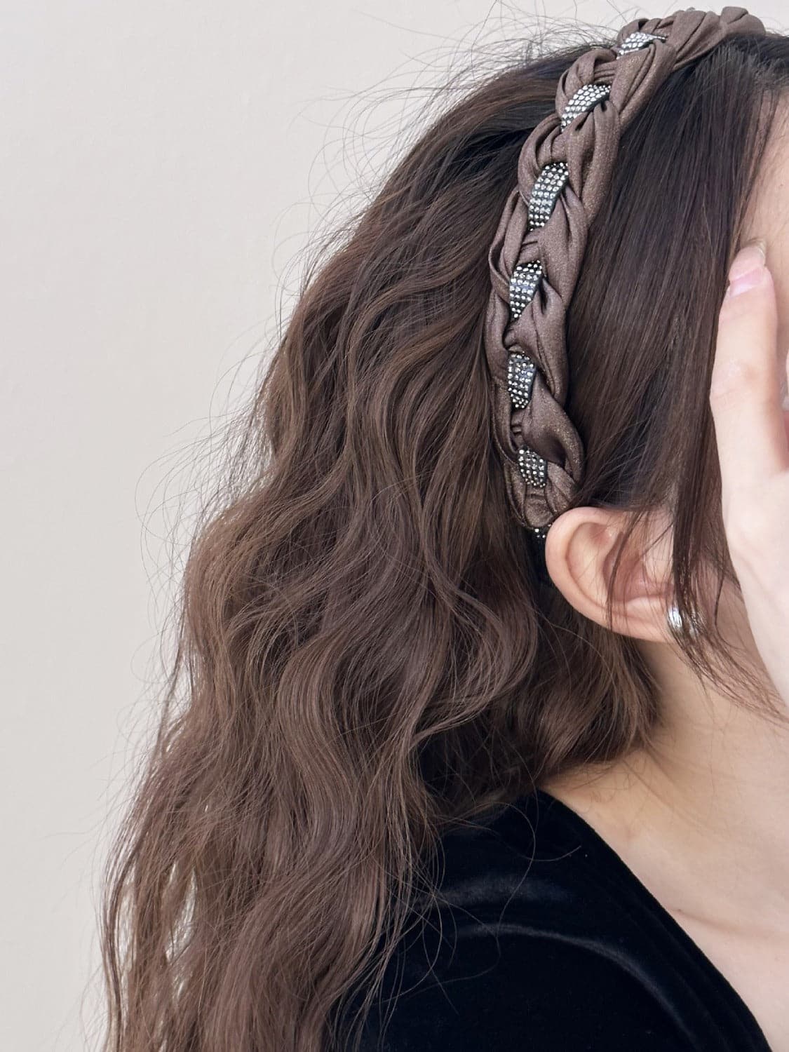 Rhinestone-embellished braided headband