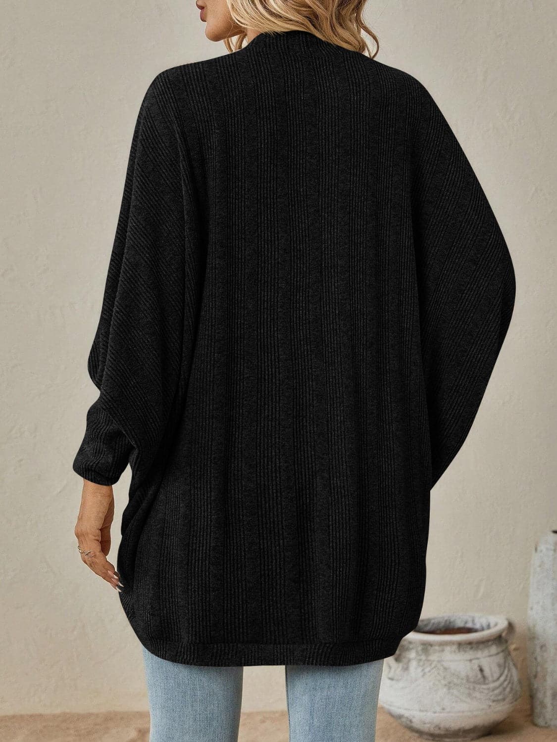 Open Front  Dropped Shoulder Cardigan.