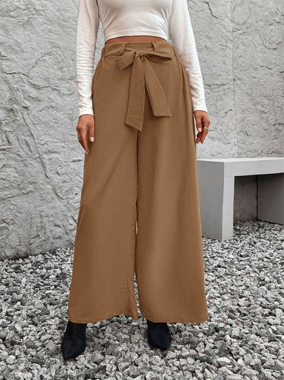 Tied High Waist Wide Leg Pants.