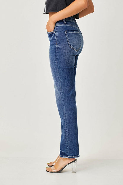 RISEN Mid Rise Slim Straight Jeans.