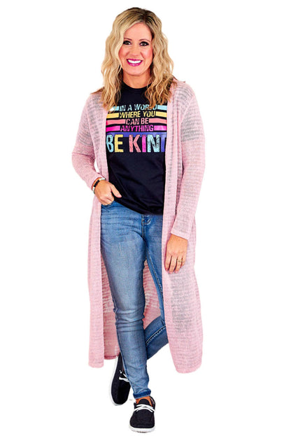 Chic pink plus size sheer cardigan