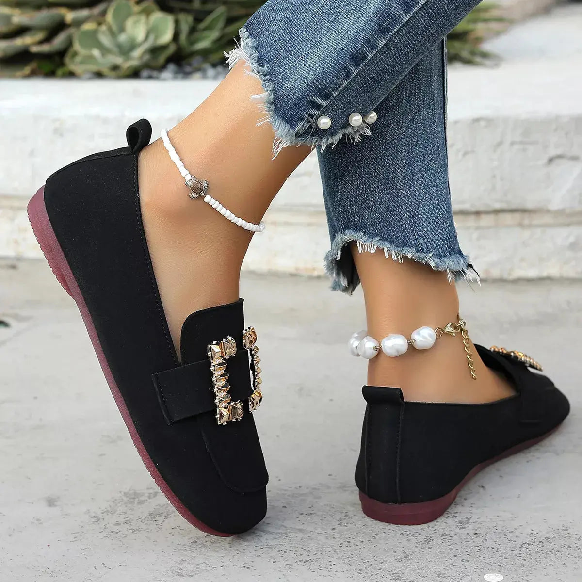 Decor Buckle Round Toe Slip-On Simply Love