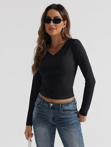 V-Neck Long Sleeve T-Shirt.