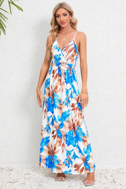 Printed Surplice Maxi Cami Dress.