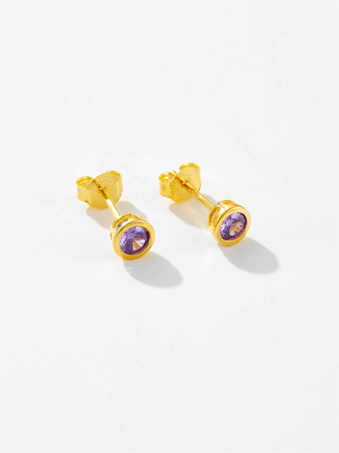 925 Sterling Silver Inlaid Zircon Stud Earrings.