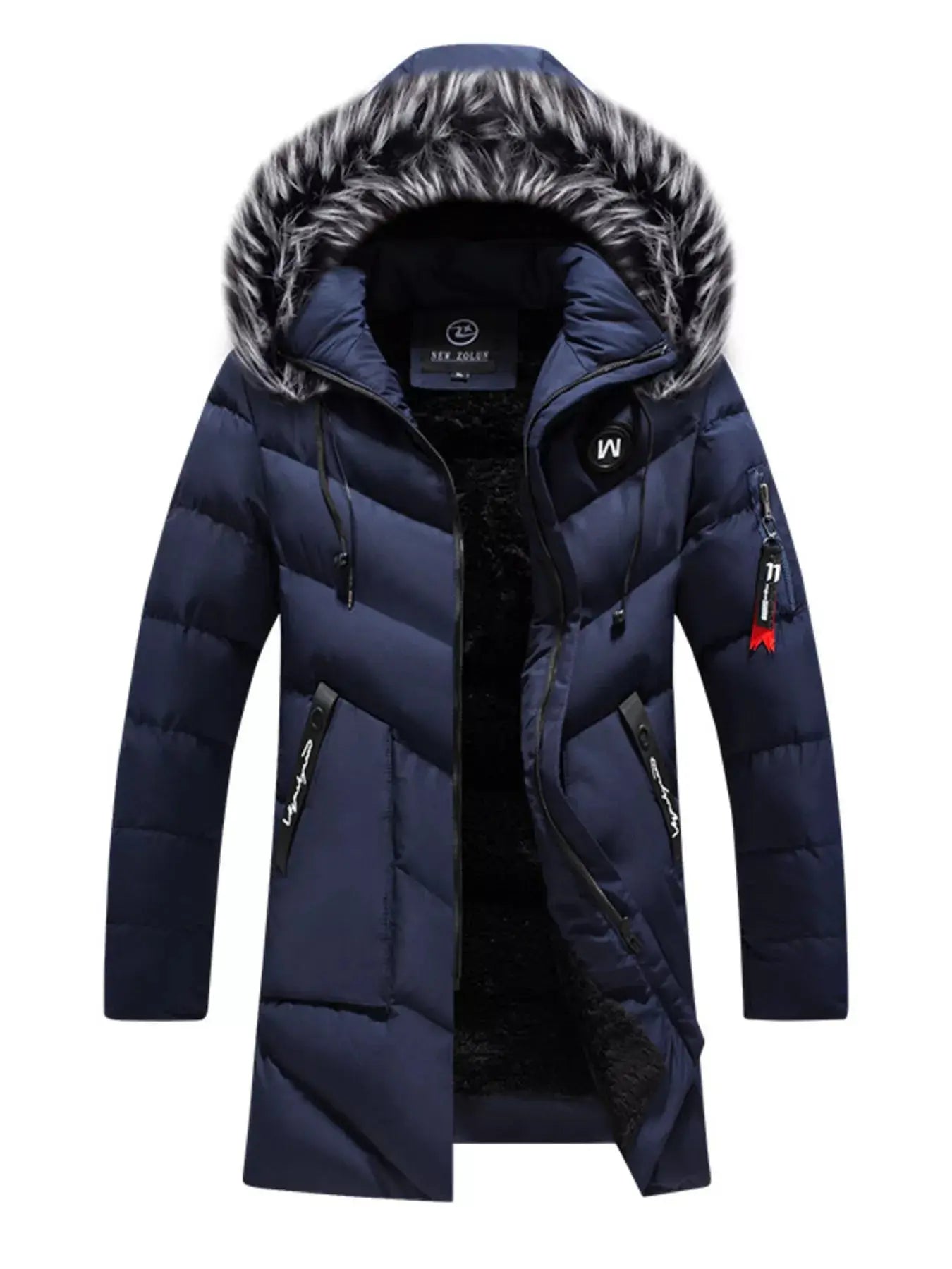 Men's Plus Size Longline Padded Winter Coat With Faux Fur Hood Simply Love