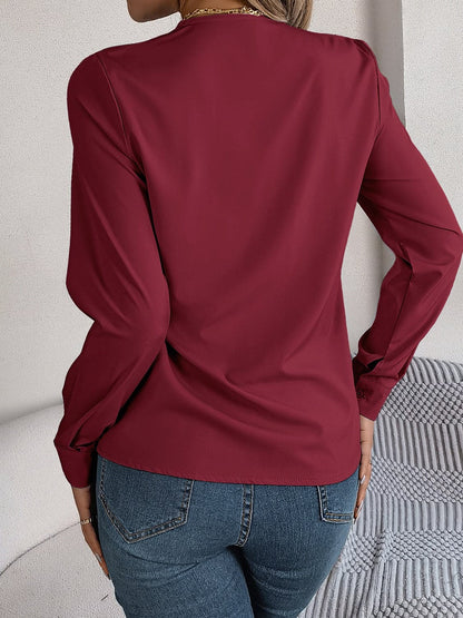 V-Neck Long Sleeve Blouse.