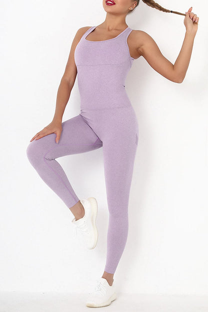 Crisscross Wide Strap Active Jumpsuit.