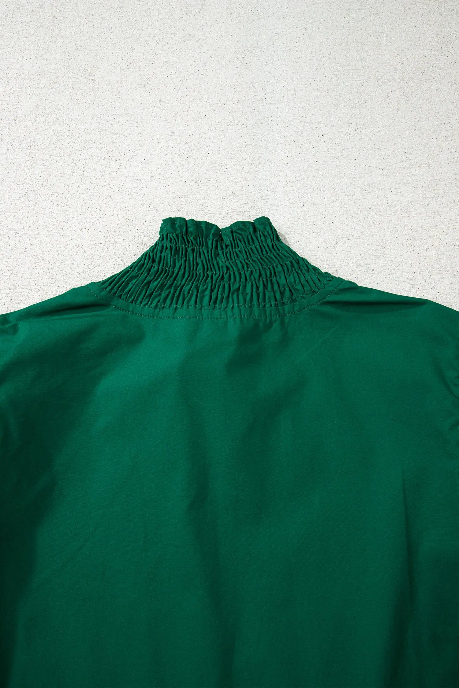 Evergreen Leopard Trim V Neck Blouse With Puffy Flounce Sleeves Dear-Lover Dropshipping