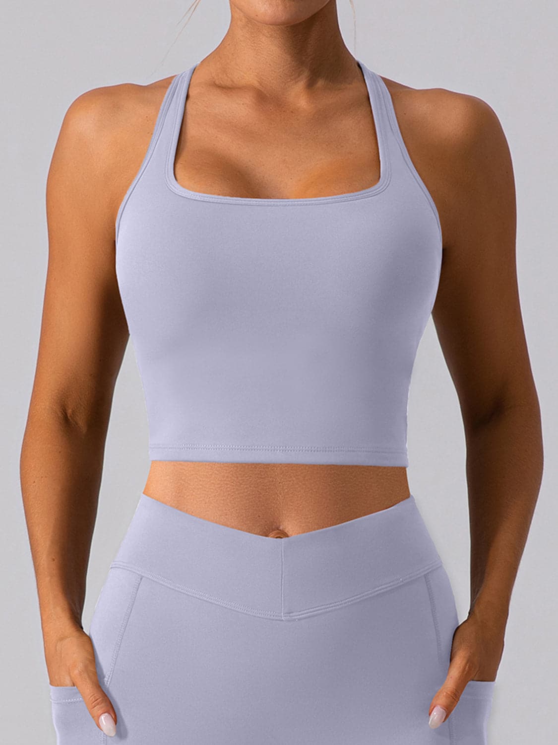 Square Neck Racerback Cropped Tank.