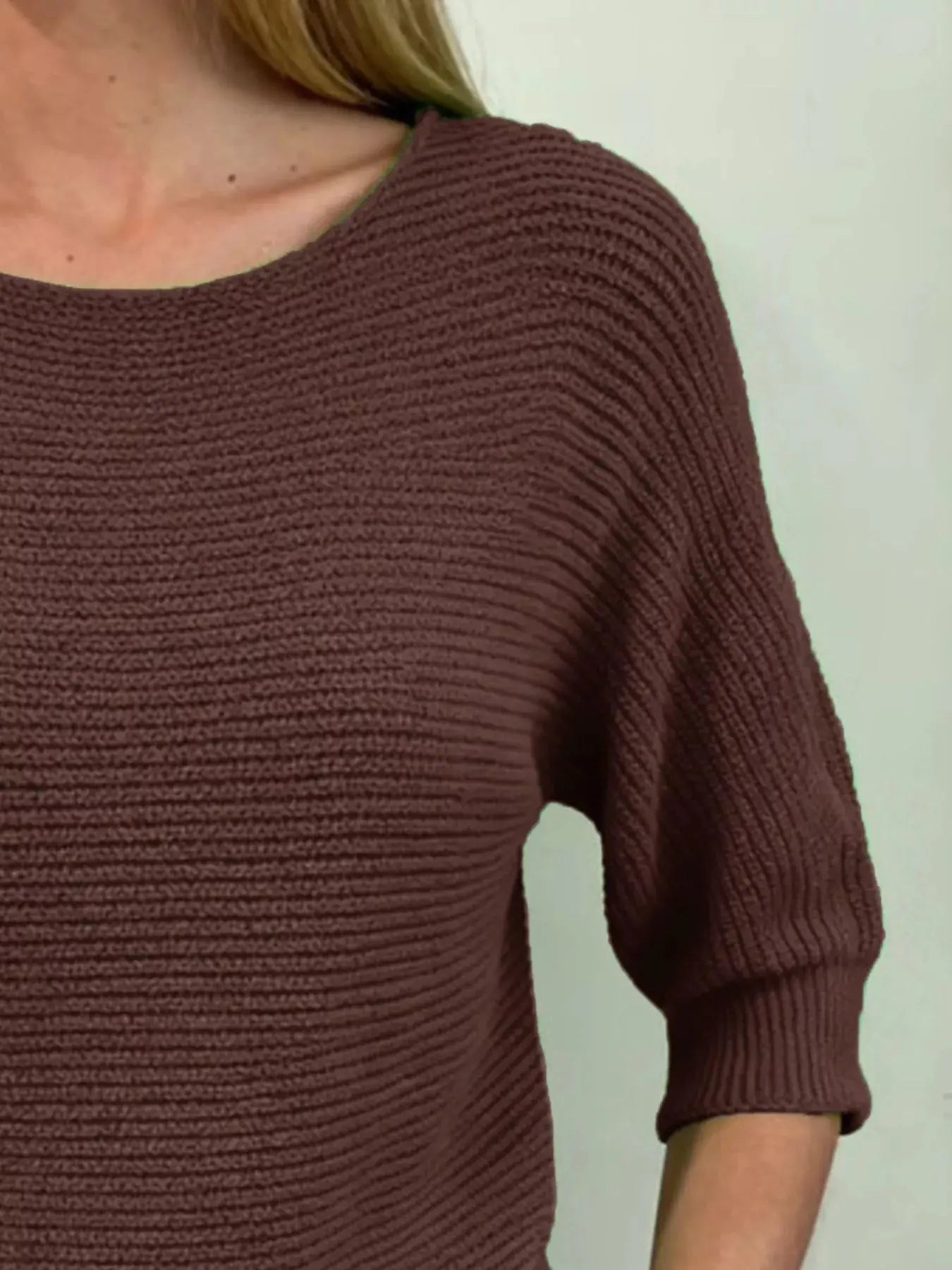 Full Size Ribbed Knit Round Neck Sweater Plus Size Simply Love