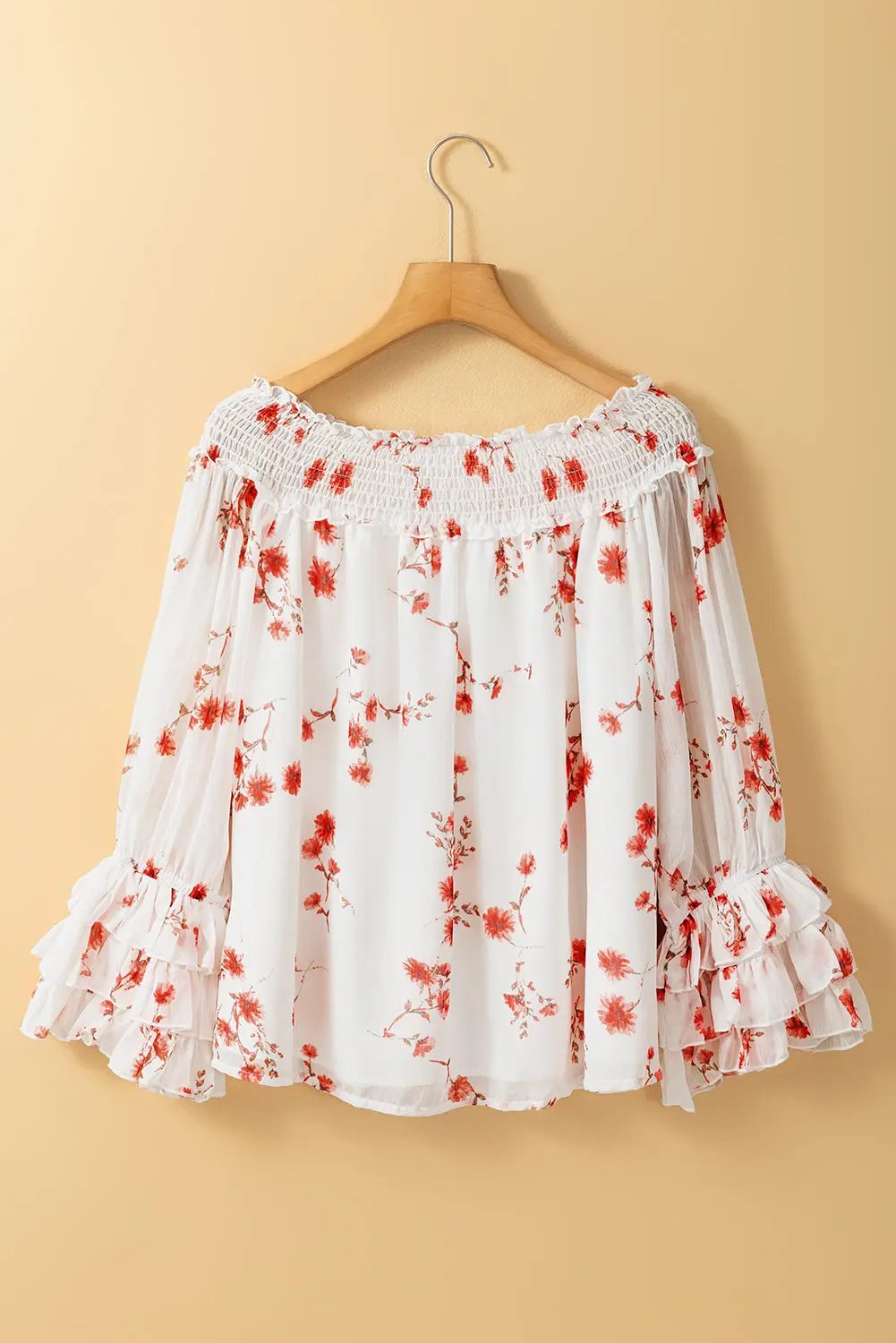 Catalina Off Shoulder Ruffled Sleeve Floral Blouse - Love Salve 