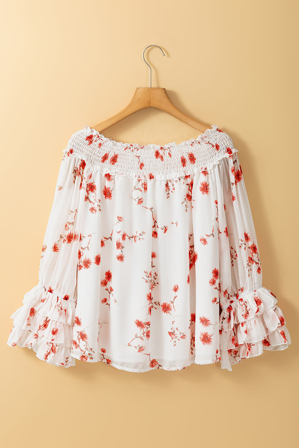 Catalina Off Shoulder Ruffled Sleeve Floral Blouse - Love Salve 