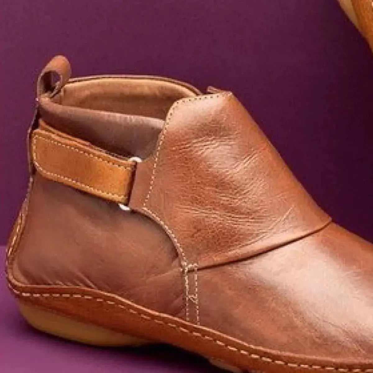 Women PU Leather Ankle Boots Flat Heel Rubber Sole Simply Love