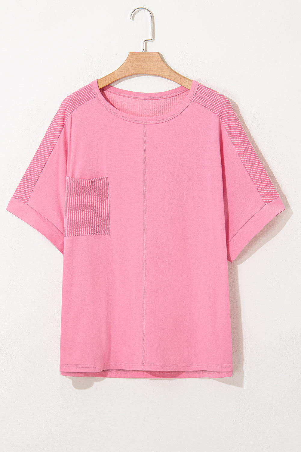 Bonbon Plus Size Patchwork Pocket T-Shirt with Corded Design