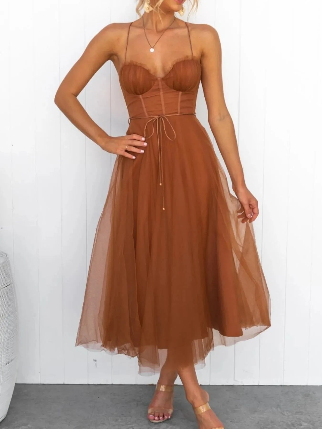Sweetheart Neck Tulle Midi Dress Coco’s Tee Boutique