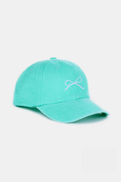 Zenana Bow Embroidered Washed Cotton Caps.