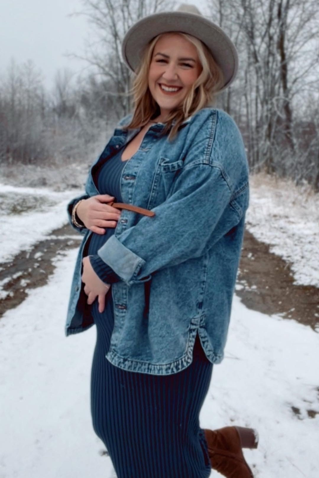 Blue V-Neck Long Sleeve Fitted Maternity Maxi Dress PinkBlush