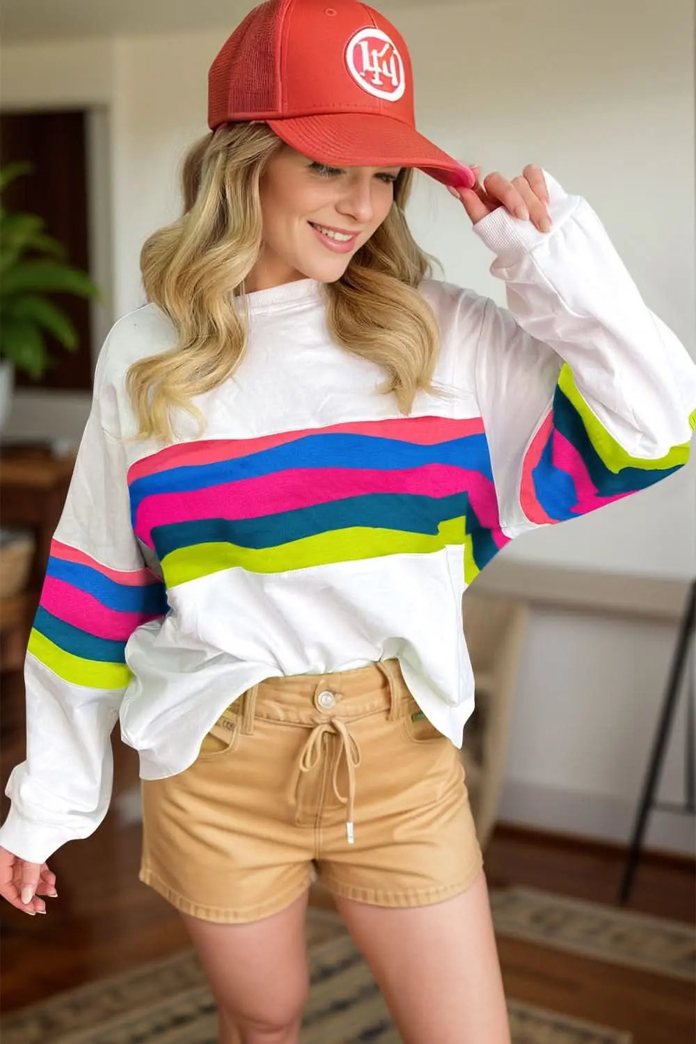 Chic long sleeve contrast top - Love Salve 