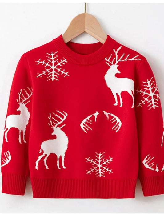 Children's Reindeer & Snowflake Knit Sweater Simply Love
