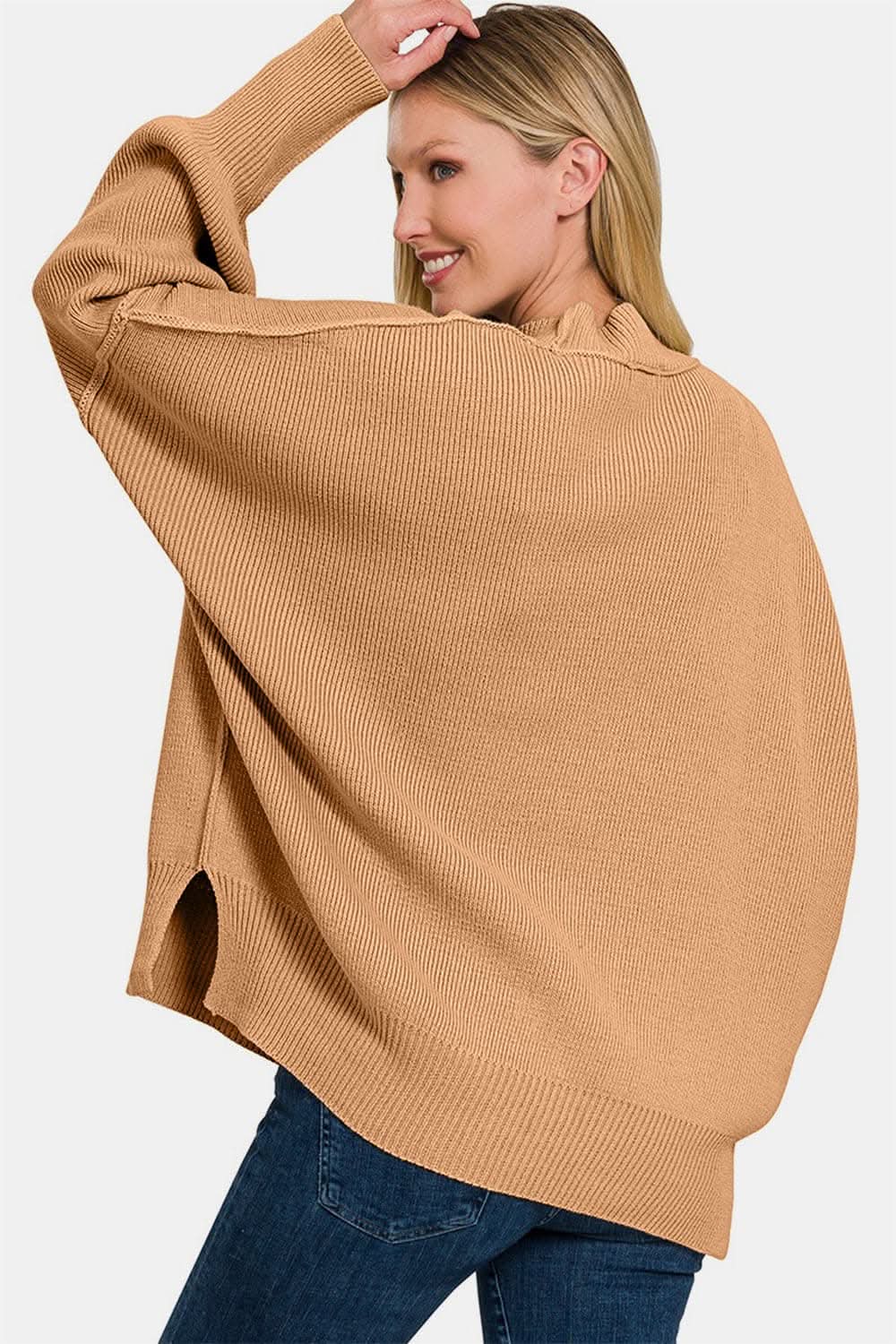 Zenana oversized side-slit sweater - Love Salve 