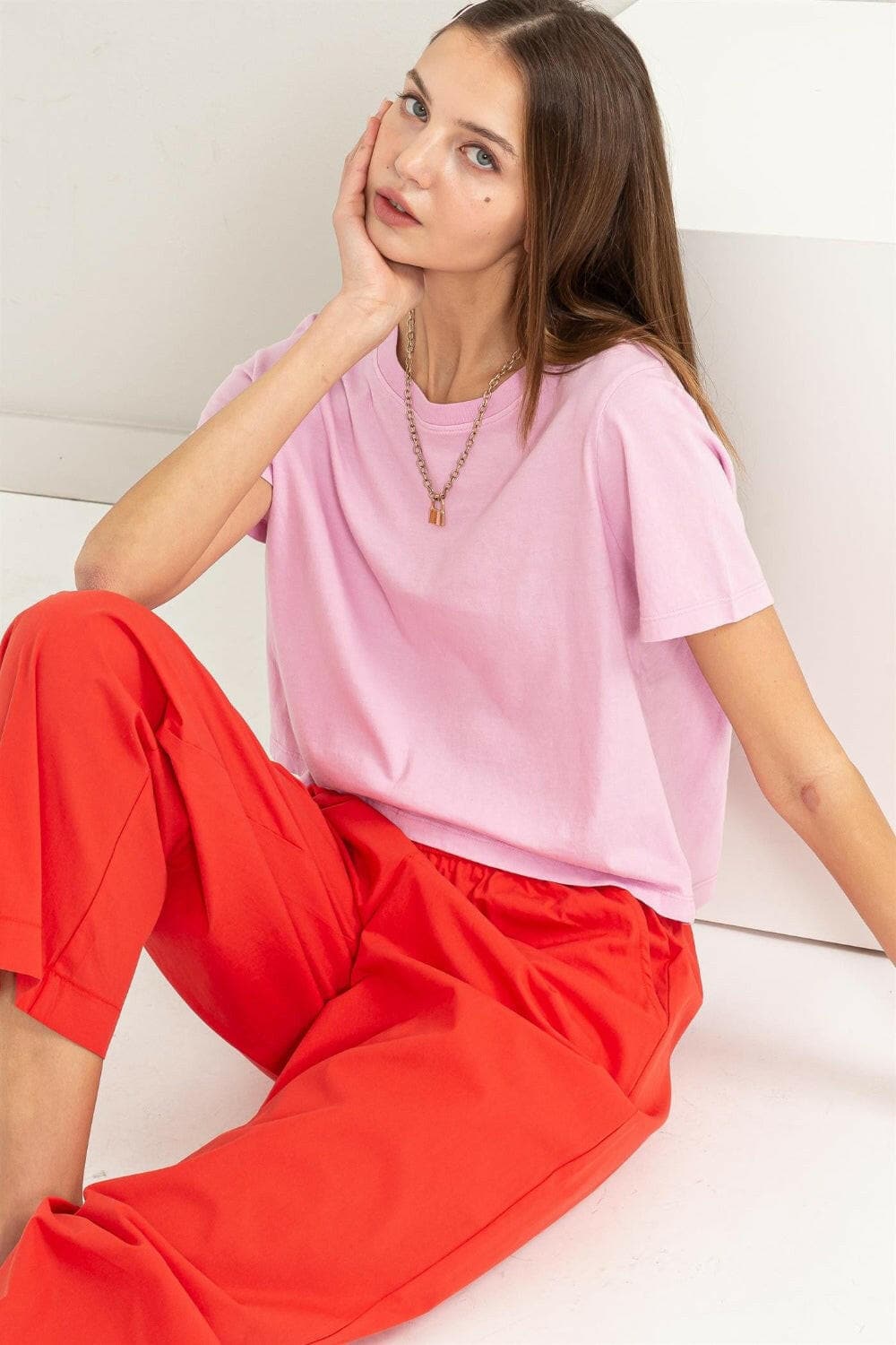 HYFVE Round Neck Cropped T-Shirt.