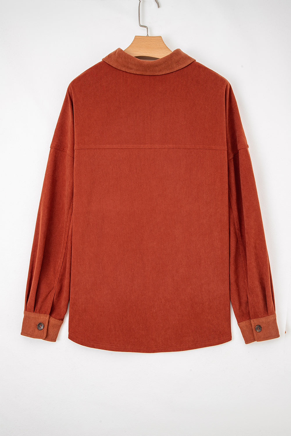 Gold Flame Velvet Flap Pockets Drop Shoulder Casual Shacket For Everyday Wear Versatile Layering Piece For Cool Weather Dear-Lover Dropshipping