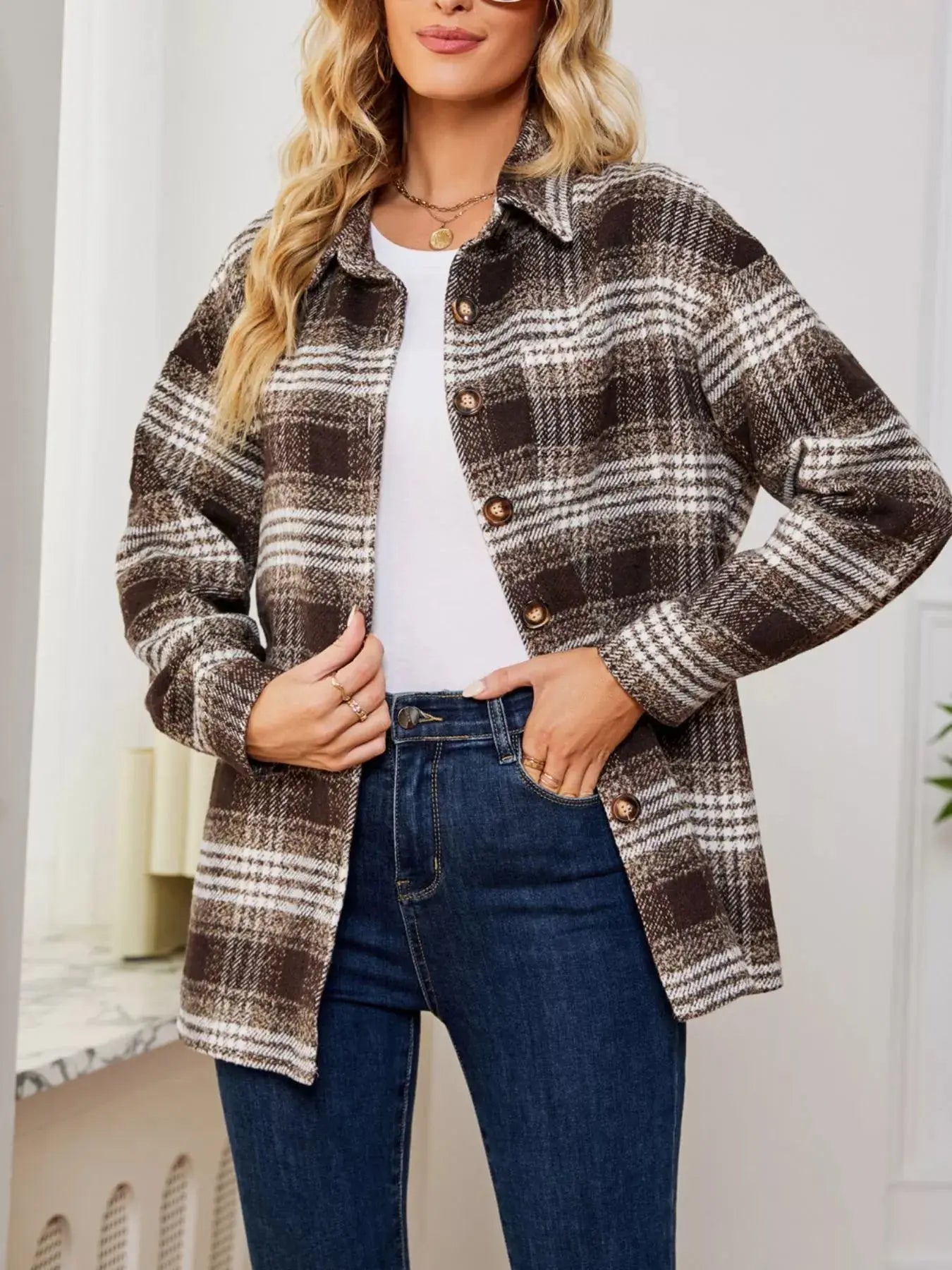 Plaid Button-Up Shirt Simply Love