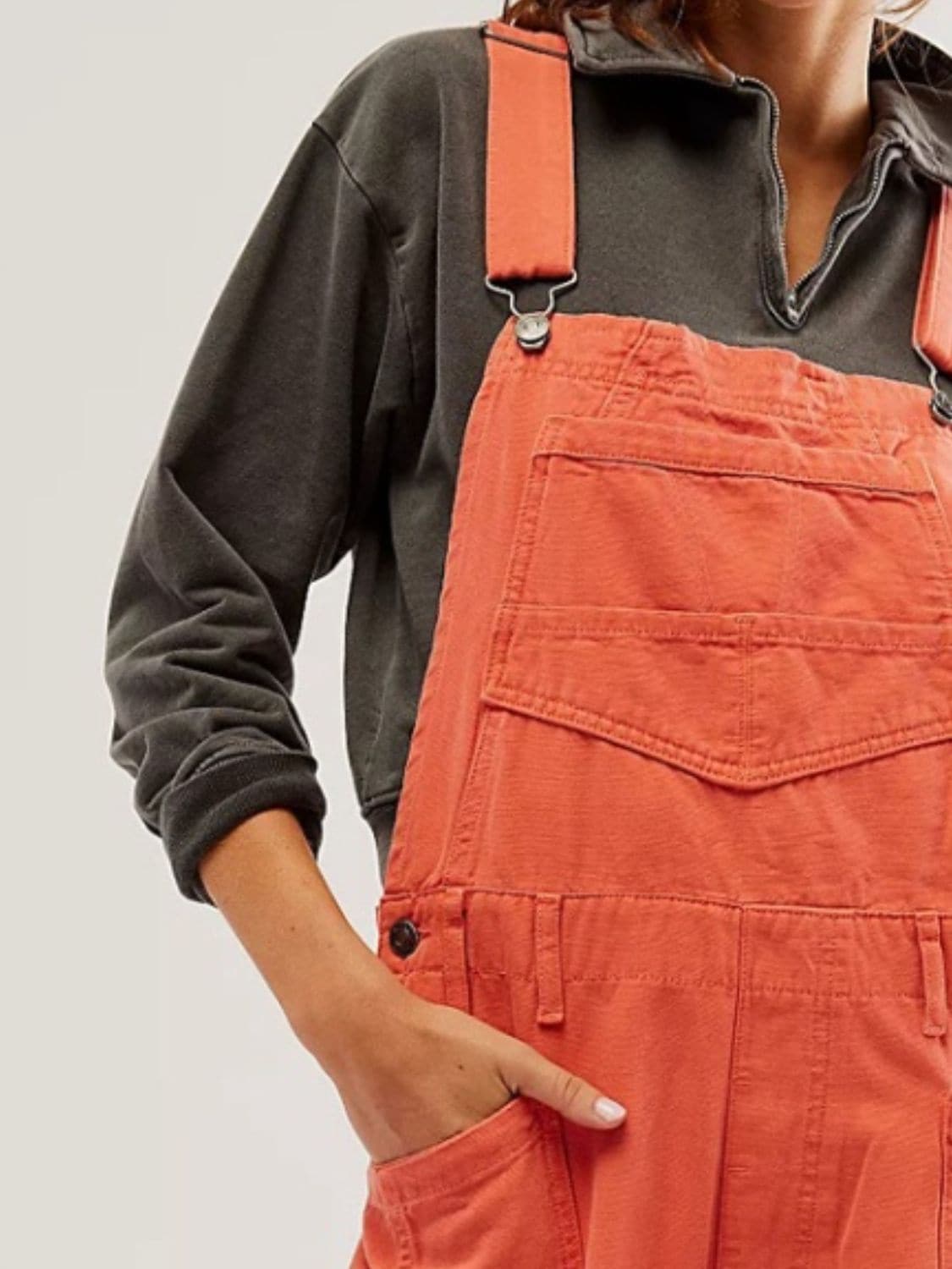 Pocketed Wide Strap Denim Overalls.