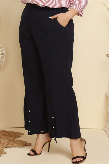 Plus Size Hem Detail Flare Pants.