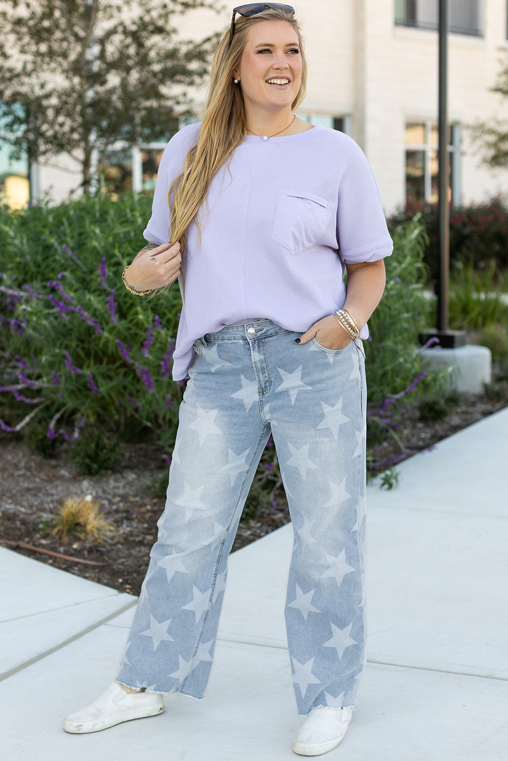 Beau blue plus size star jeans