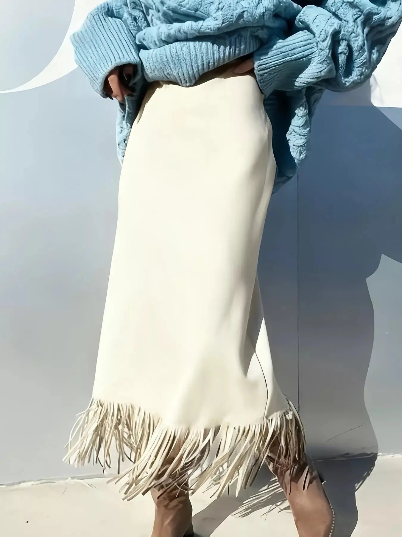 Suede Fringe Midi Skirt Simply Love