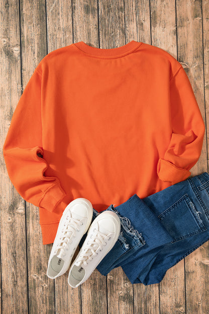 Cozy russet orange fleece-lined sweatshirt with drop shoulders