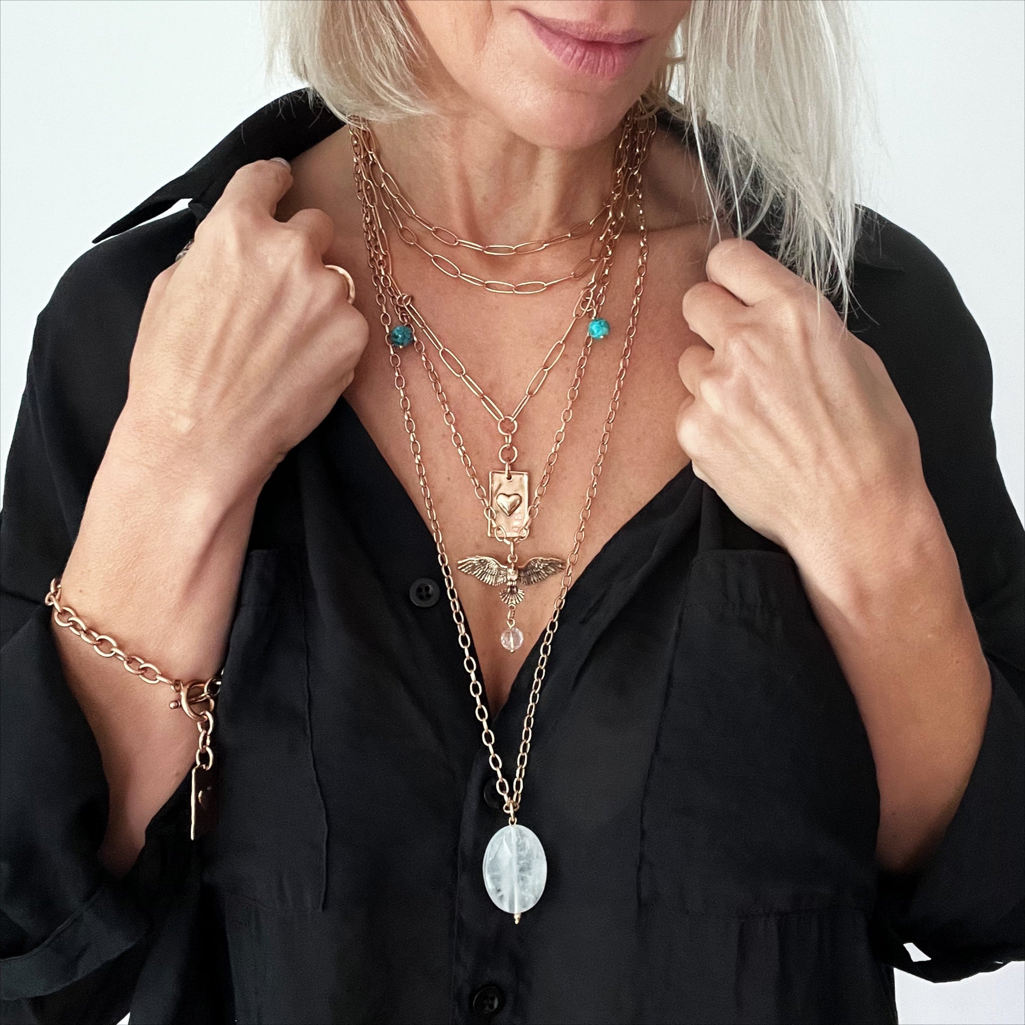 Take a Deep Breath and Let That Shit Go Heart Klink Necklace Katia Designs