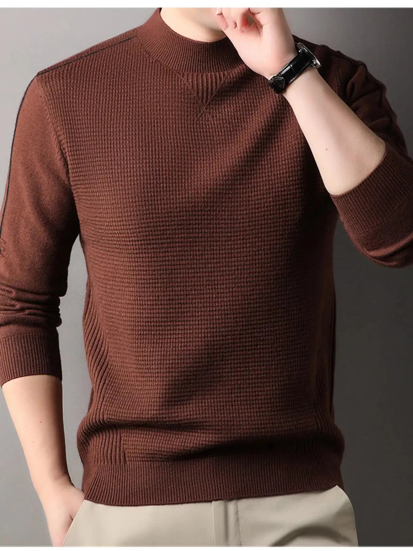 Men's Plus Size Texture Mock Neck Sweater Simply Love