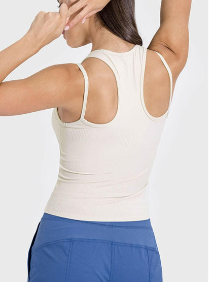 Cutout Round Neck Racerback Active Tank.