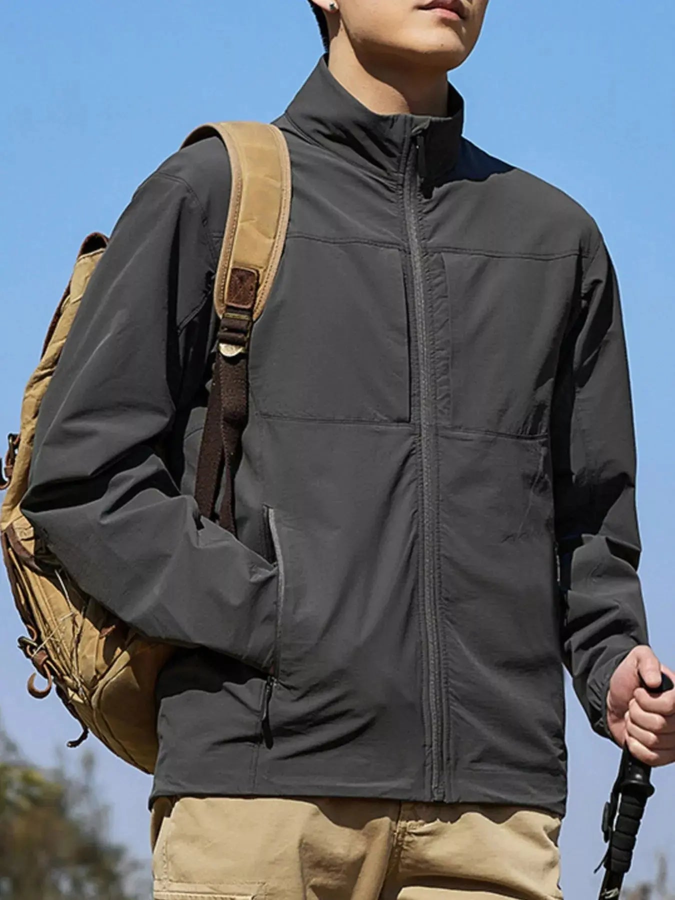 Men's Plus Size Zip Up Lightweight Windproof Outdoor Jacket Simply Love